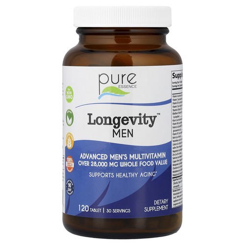 Pure Essence Longevity Men 120 Tablets Dairy-Free, Gluten-Free, No Artificial