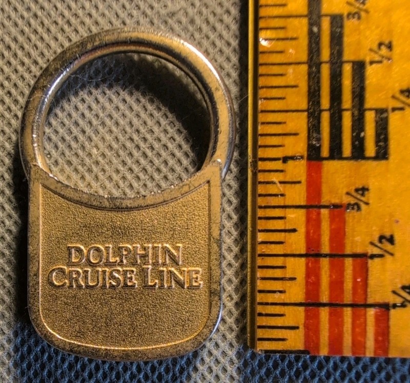 DOLPHIN CRUISE LINES SHIP Logo Keychain Rare Vtg 90s 