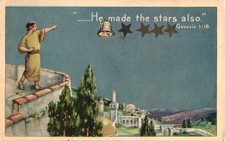 National Line Attendance Award Card 1924 Bible Verse Genesis 116 Scenic Vintage