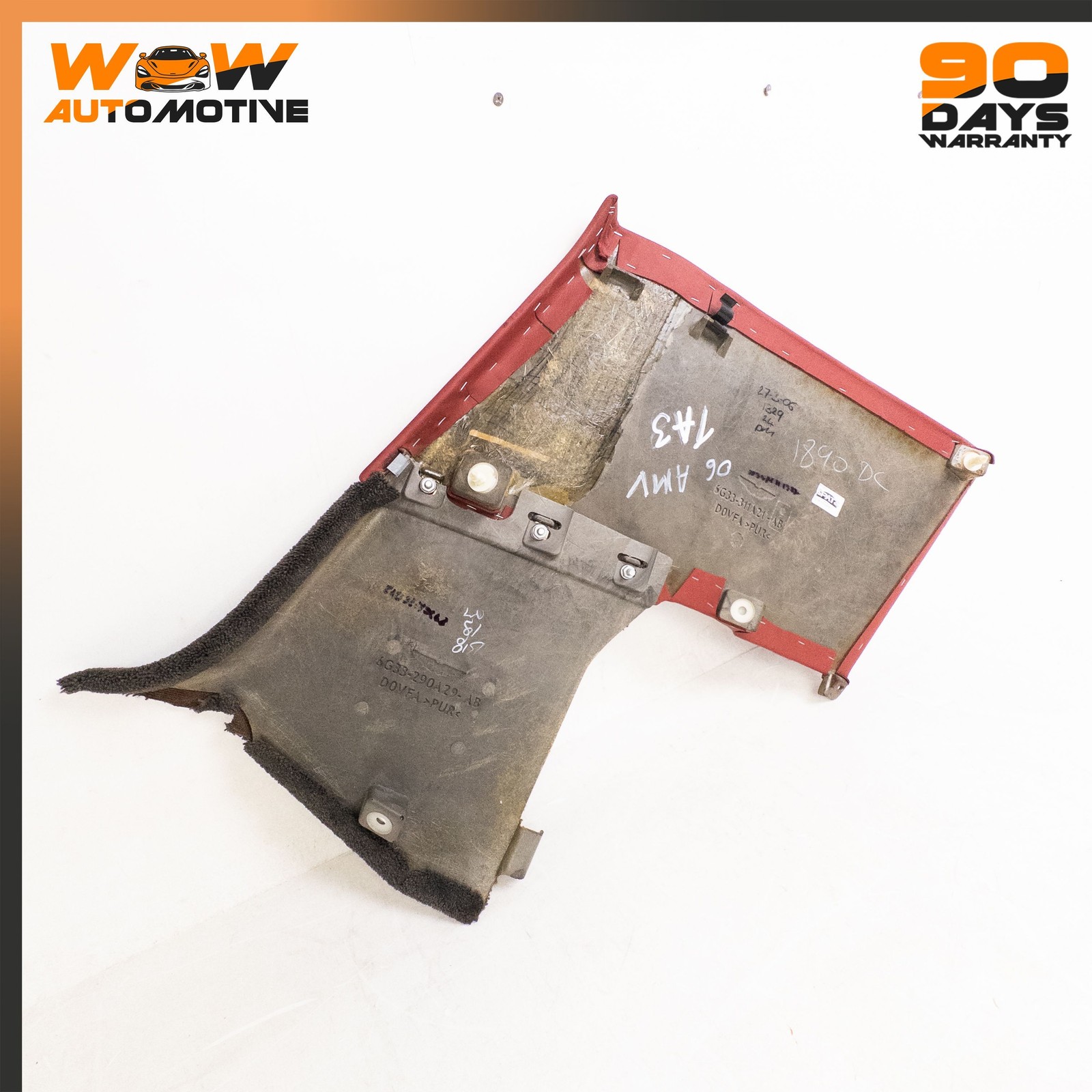 06-16 ASTON MARTIN V8 VANTAGE REAR LEFT DRIVER SIDE QUARTER TRIM PANEL RED OEM