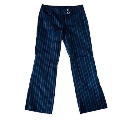 Vtg Y2K 2000s Exact Change Pin Strip Mid to Low-Rise Wide Leg Pants 