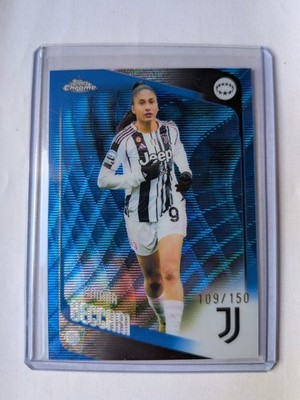 2025-26 Topps Chrome UWCL Chiara Beccari Blue Wave Refractor /150 #74 Juventus