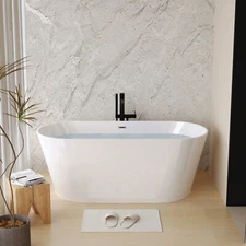 Contemporary 55in Pure Acrylic Freestanding Bathtub Soaking Tub Oval Gloss White