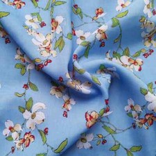 55'' Wide By Yards Blue Floral Dress Shirt Shawl Material Viscose Rayon