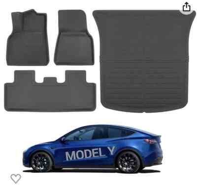 WONVON Floor Mats &Trunk Cargo Liner Mat for Tesla Model Y 2020-2023 All Weather