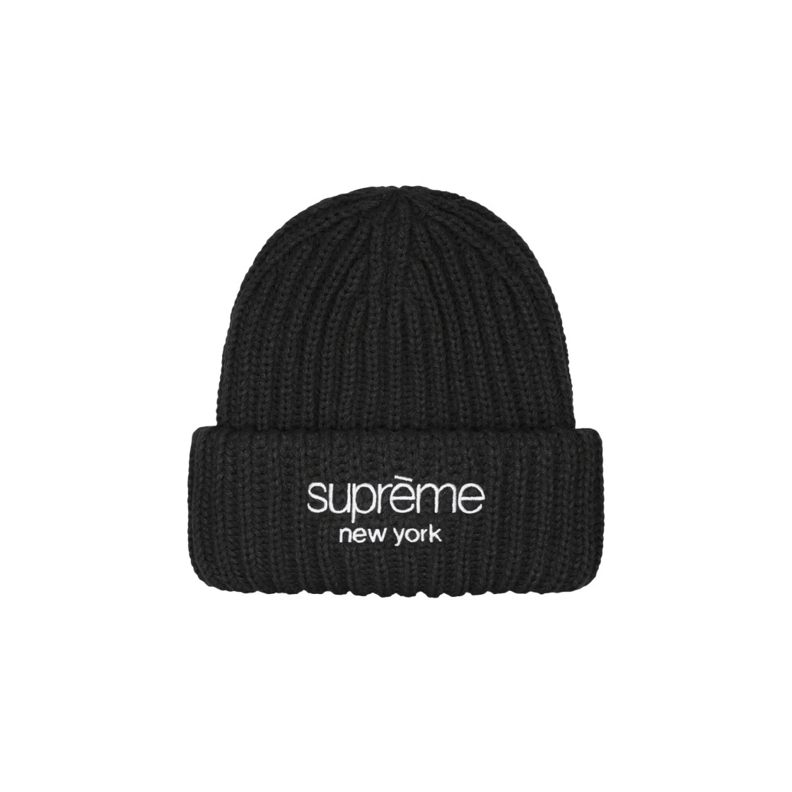 Bonnet côtelé épais logo Supreme Classic noir   23FW  