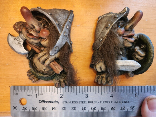 Traditional Allan Flink Souvenir Warrior Troll Couple Sweden Scandinavian Vtg - Picture 8 of 10