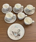 Red Wing Pottery USA Bob White Quail 6 Cups, 4 Saucers 1 Salad Plate 11 Pc. Lot