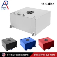 15 GALLON POLISHED ALUMINUM RACING DRIFT FUEL CELL GAS TANK WITH LEVEL SENDER 