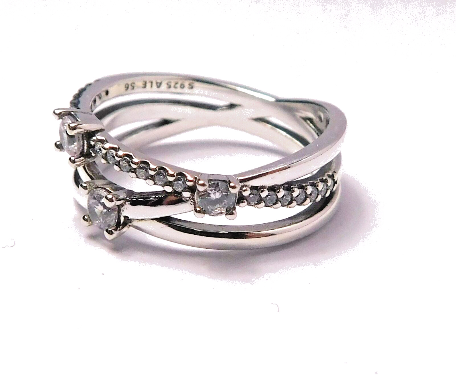 Authentic Pandora Ring, Silver Sparkling Triple B… - image 4