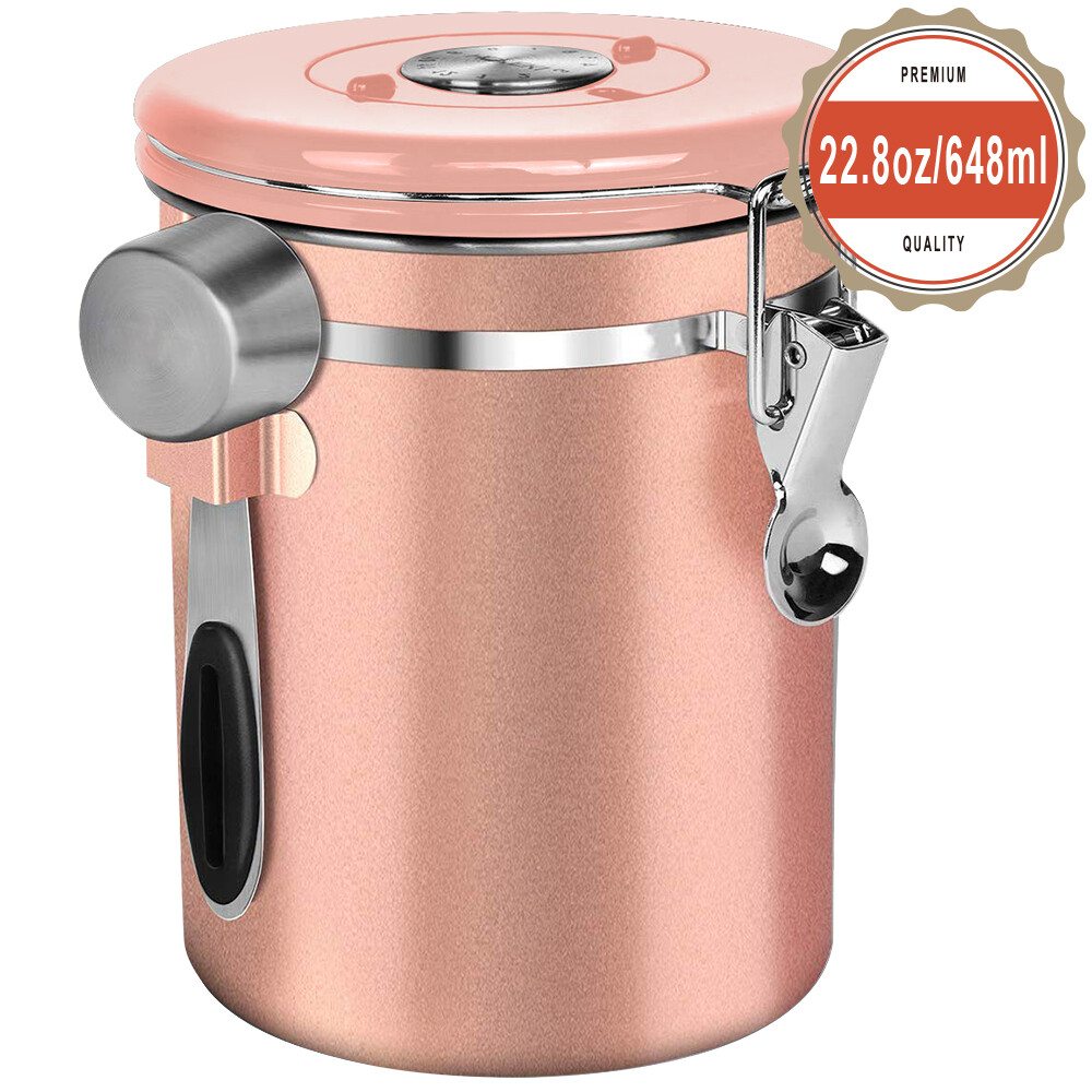 Coffee Canister Airtight Coffee Container For Ground Coffee w/Scoop Date Tracker