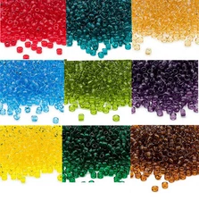 Lot of 200 Matsuno 6/0 Glass Seed Beads Shiny Transparent Colors Spacer Beads