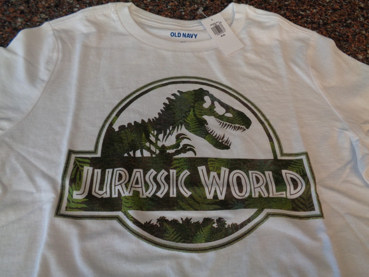 Old Navy Jurassic World 🦖 Youth Medium SS T-Shirt White Dinosaur T-Rex New