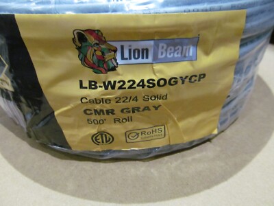 NEW LION BEAM LB-W224SOGYCP CABLE 22/4 SOLID CMR GRAY 500' ROLL