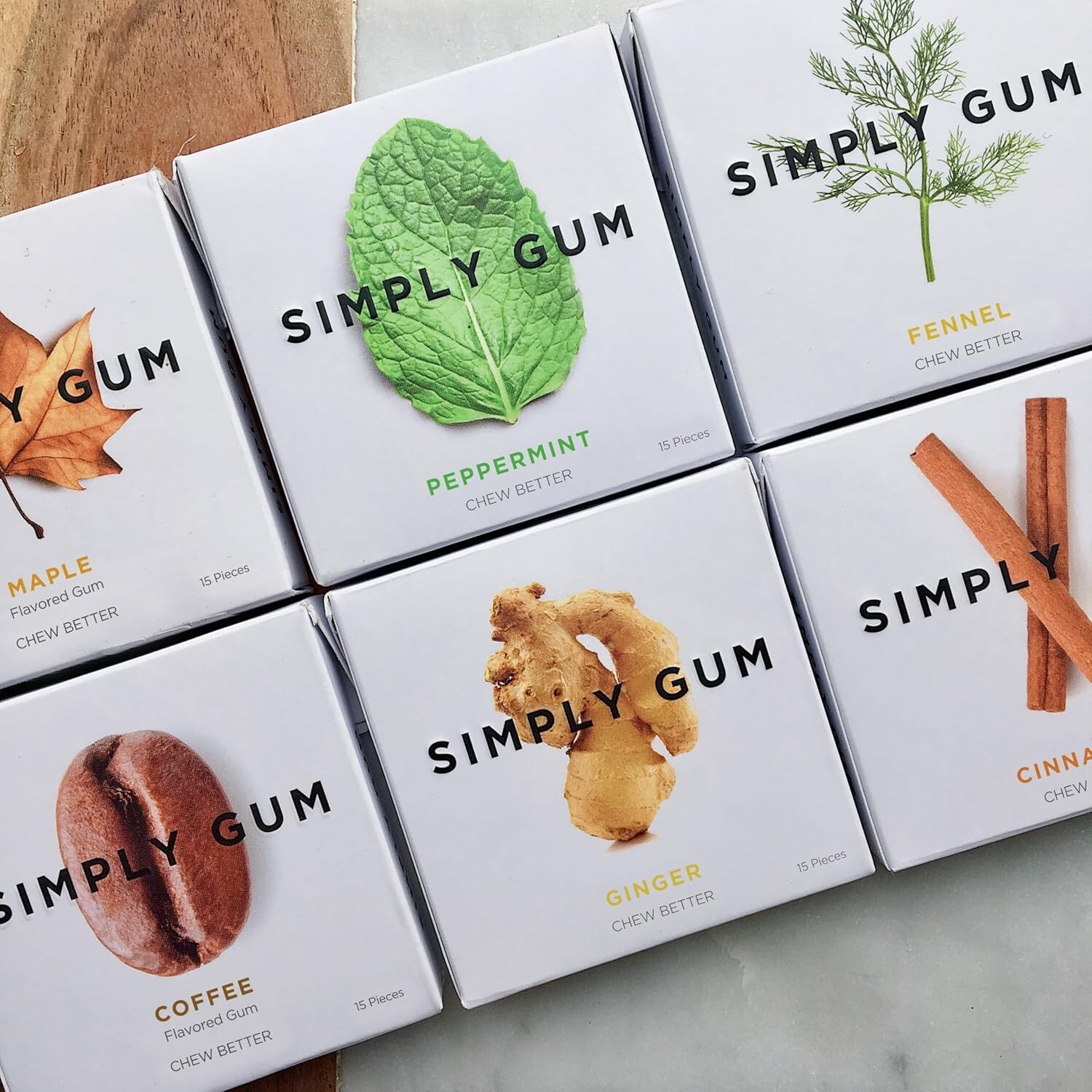 Simply Gum Plant-Based Organic Kosher Chewing Gum Variety 12 Pack (180 pieces)