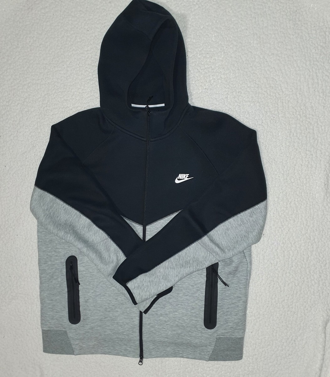 なべ Nike Tech Fleece Full Zip Hoodie Black/Grey Mens Sz XL