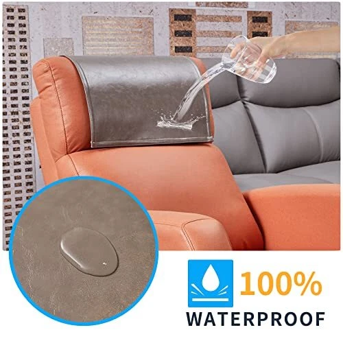 Recliner Headrest Covers Protector Washable Non Slip Faux Leather