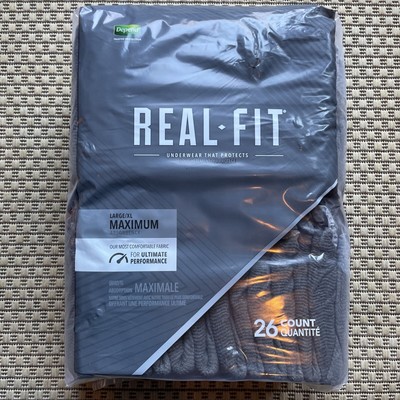 Depend New Men's Real-Fit Maximum Absorbency Underwear Gray Size L/XL 26 Ct.