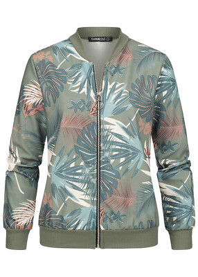 Damen Cloud5ive Jacke Blouson Bomberjacke mit Tropical Print grün N23056004