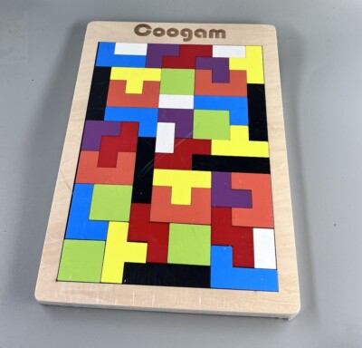 Coogam Wooden Tetris Blocks Puzzle Brain Teasers Toy Picture Jigsaw Educational