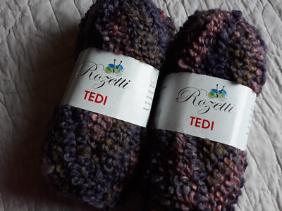 2 Rozetti Tedi Boucle Acrylic Blend Bulky Purple Green Variegated 3.5 Oz 82Yds
