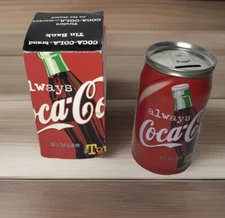 vintage 1999 coca cola can collector tin coin bank In Original Box
