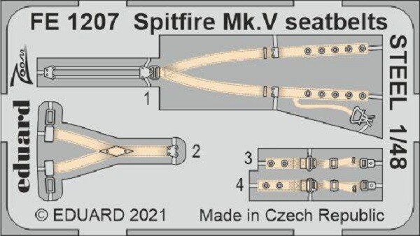 MW22 Eduard FE1207 Spitfire Mk.V Seatbelts Steel 1/48 Zoom Set For Eduard/Specia-image