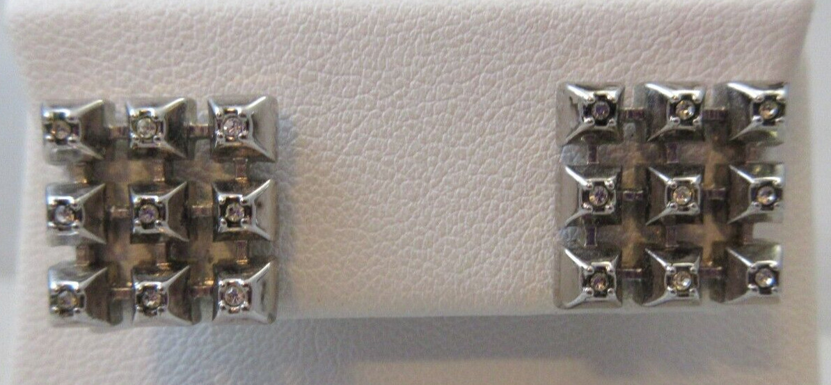 Open Work Designer Square Shaped Clear Rhinestone… - image 2