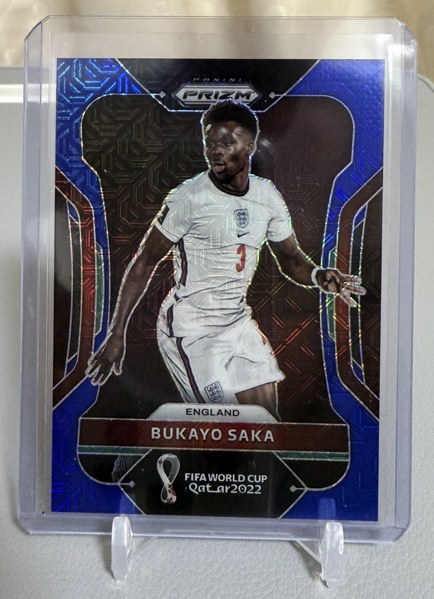 2022 PANINI PRIZM WORLD CUP QATAR SOCCER ENGLAND BUKAYO SAKA BLUE MOJO /75 #84