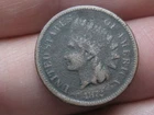 1872 Indian Head Cent Penny- Bold N, Fine Details