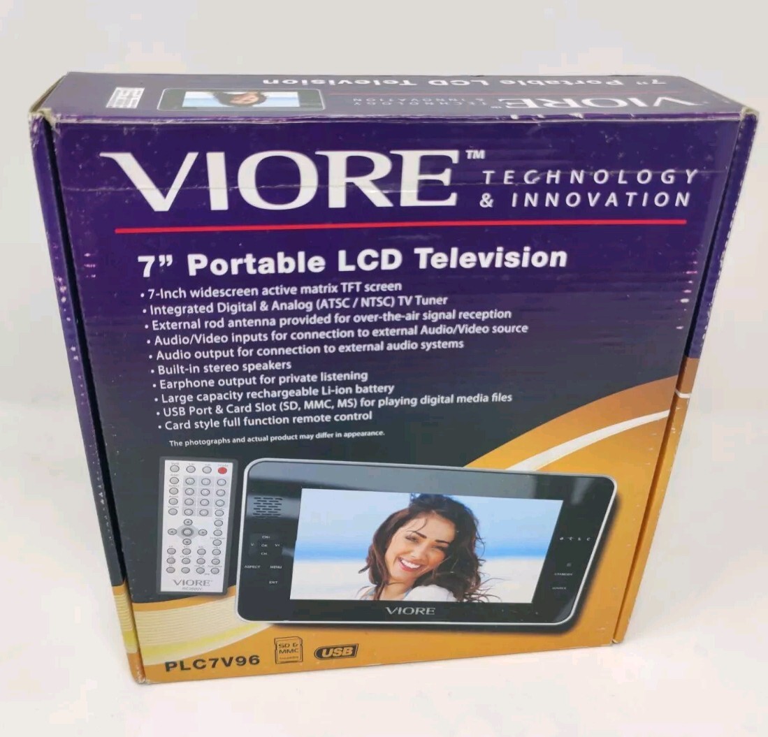 Viore PLC7V96 7" LCD Portable Television w/ Remote And Power Adapter eBay