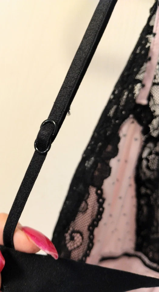 Apartment 9 Intimates 婴儿娃娃粉色黑色心形涤纶氨纶 XL 码 — 第 4/4 张图片