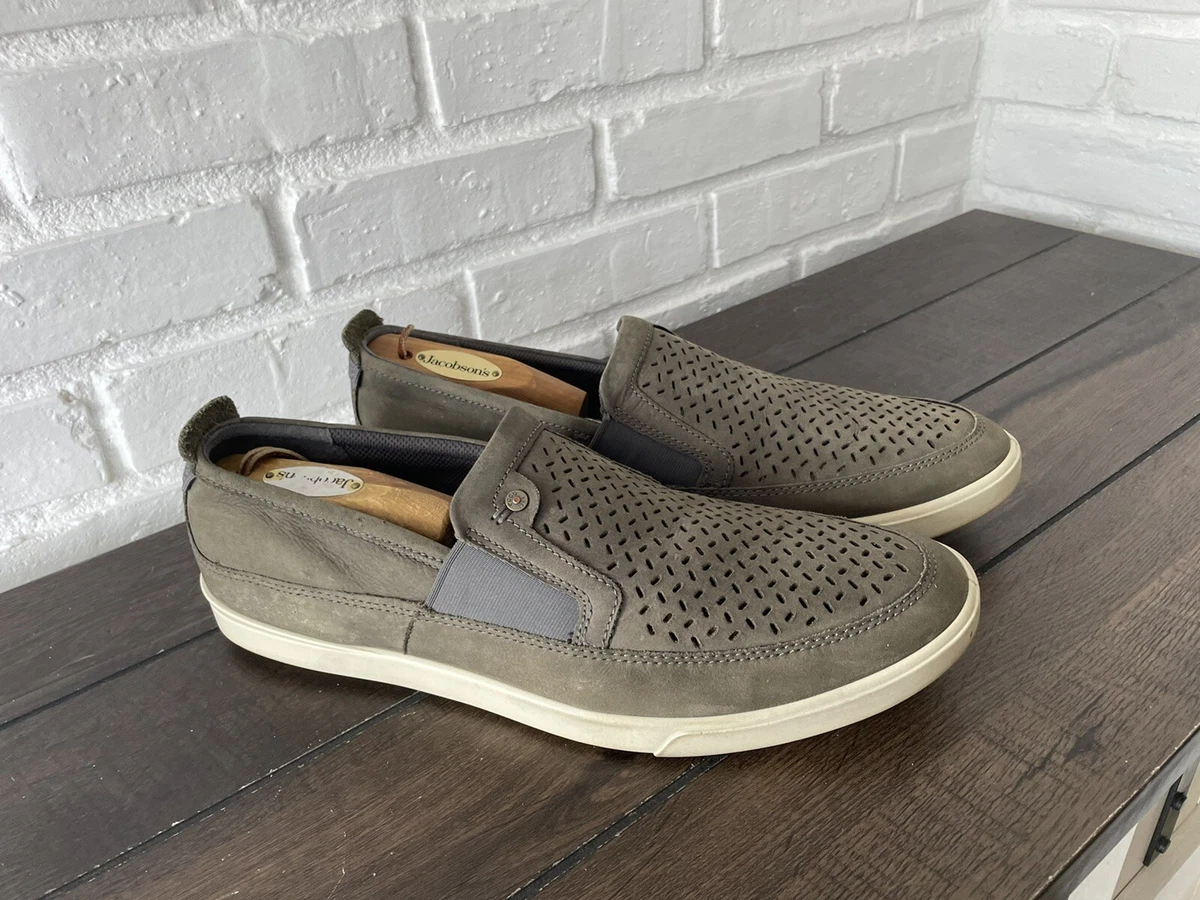 Ecco Collin Slip On Mens Leather Casual Green Gray Sneakers Shoes
