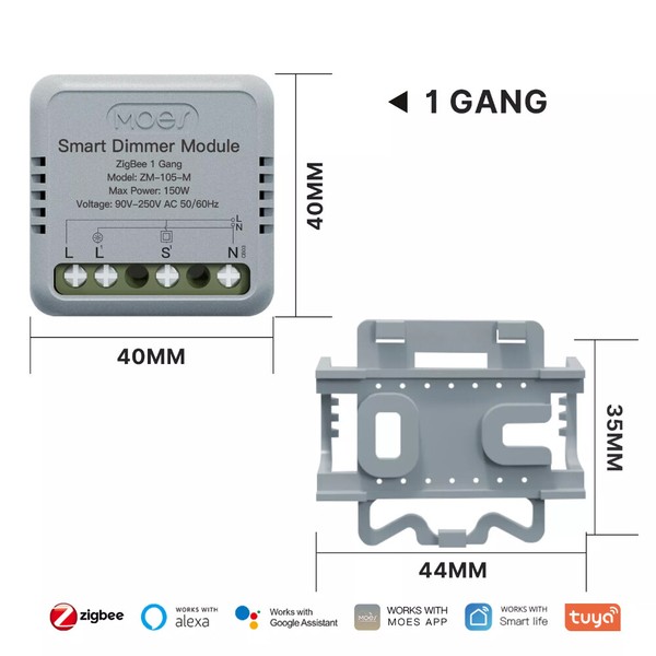 FüR Zigbee Mini Smart Dimmer Lichtschalter Modul Unterputz Alexa Google App Moes-image