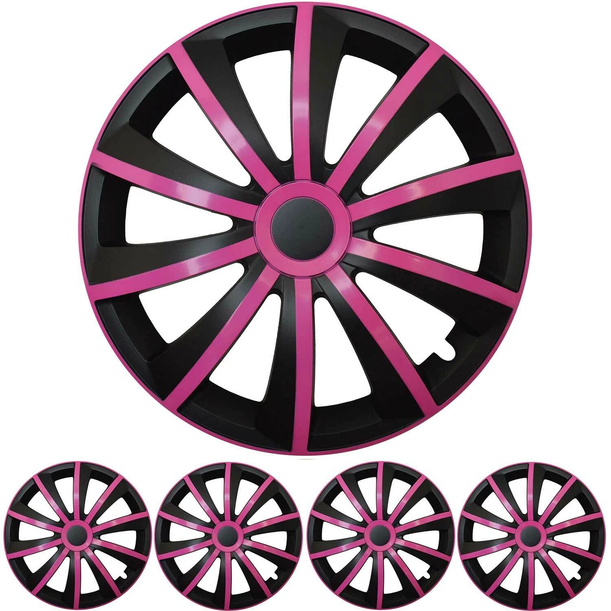 Hubcaps Set Gral 16 Inch IN Pink/Black 4x Premium Design Hub Caps