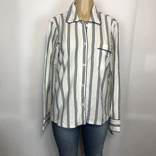 Michael Stars Striped Sleep Shirt Womens Size M Basic Pajamas Casual PJ Soft Top