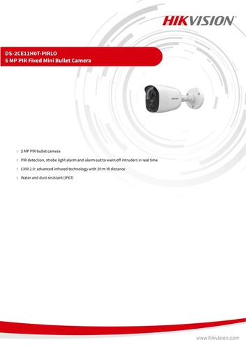 HIKVISION 5MP CCTV CAMERA TVI uHD BULLET PIR+STROBE LIGHT 2.8MM FIXED LENS IP67 - Picture 2 of 5