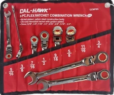8PC FLEX HEAD RATCHET COMBINATION WRENCH CR-V NI-PLATED  5/16"- 3/4" SPANNER SET