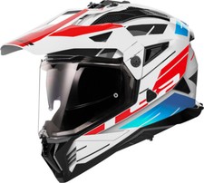 LS2 Pioneer 2 MX702 NAMIB White/Blue/Red Motorcycle Adventure Helmet - L Only