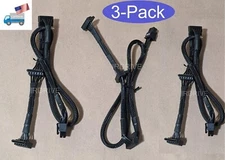 3pack: Genuine EVGA Sleeved 6-Pin to 3x SATA SSD/HDD Drive PC Power Supply Cable