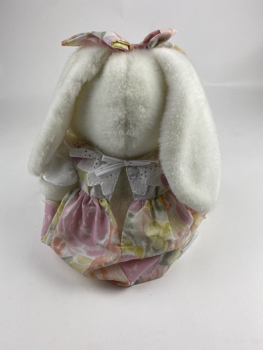 RARE Vintage 1990 Commonwealth White Bunny Rabbit Plush w/ Dress