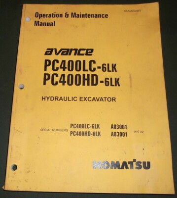 KOMATSU PC400LC-6LK PC400HD-6LK EXCAVATOR OPERATION & MAINTENANCE MANUAL BOOK