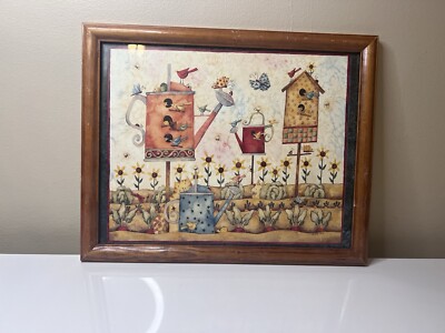 Debi Hron 2000 s Calendar Prints Framed 11x10 Solid Wood Cottagecore Birds