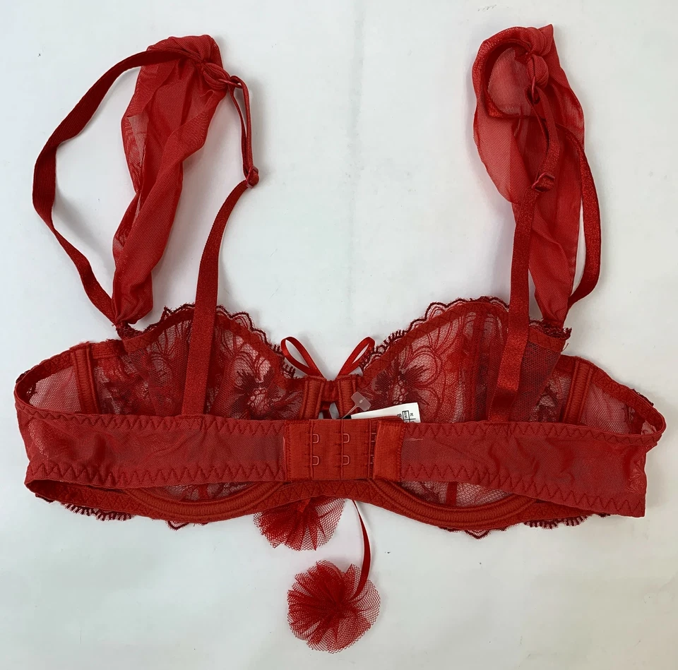 Aubade Women's Red Size 34B Lingerie Balconette Bra - Image 2 of 4