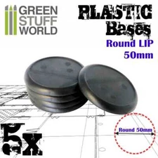 Green Stuff World 9829 Plastic Bases - Round Lip 50mm (Wargaming Miniatures)