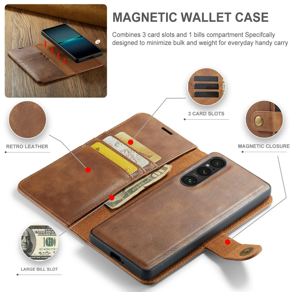 For OnePlus 13 12 11 10 Pro 2in1 Magnetic Removable Leather Wallet Case Cover  - Image 3 of 4