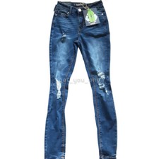 NWT Indigo Rein Juniors' High-Rise Destructed Skinny Jeans Curvy Ripped Size 0
