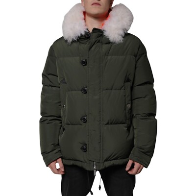 DSQUARED2 Jacket Green Hooded Long Sleeves Fur Shearling IT56/US46/XXL 2310usd
