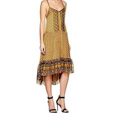 Ulla Johnson Talin Silk Scarf Print Tie Shoulder Midi Dress Sz 2