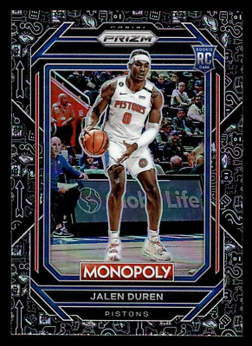 2022-23 Panini Prizm NBA Monopoly Jalen Duren # 27 RC Monopoly Black Icons Detro